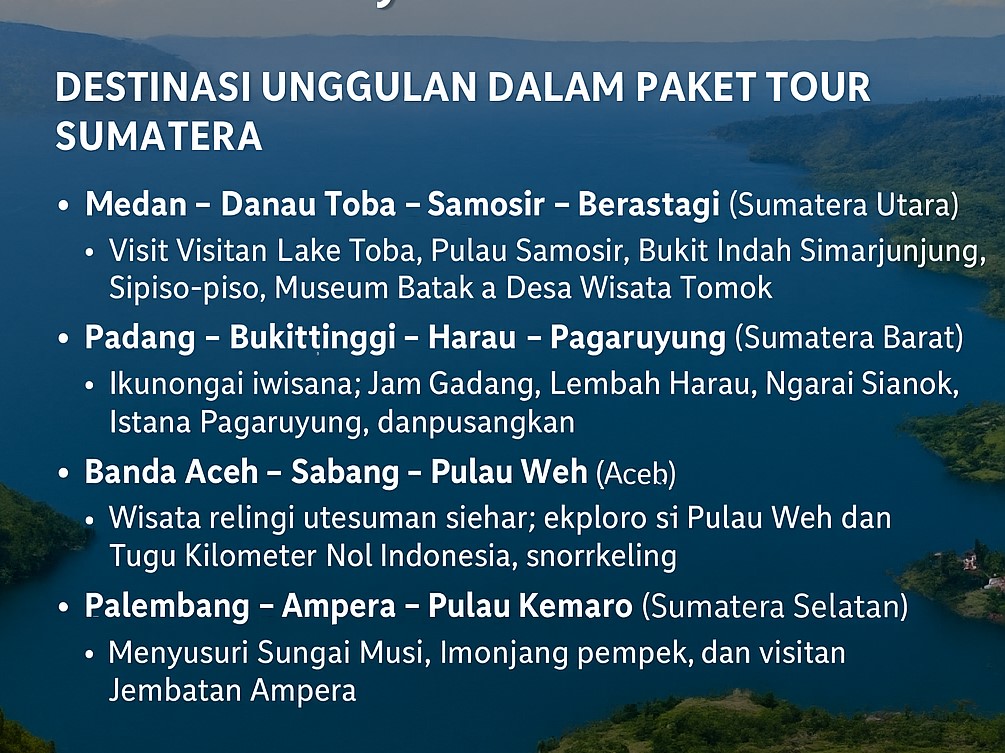 Paket Tour Sumatera: Eksplorasi Pesona Alam dan Budaya Tanah Andalas